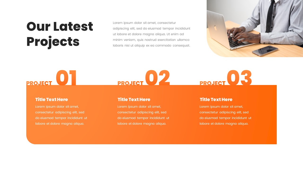 Orange theme business latest projects presentation template