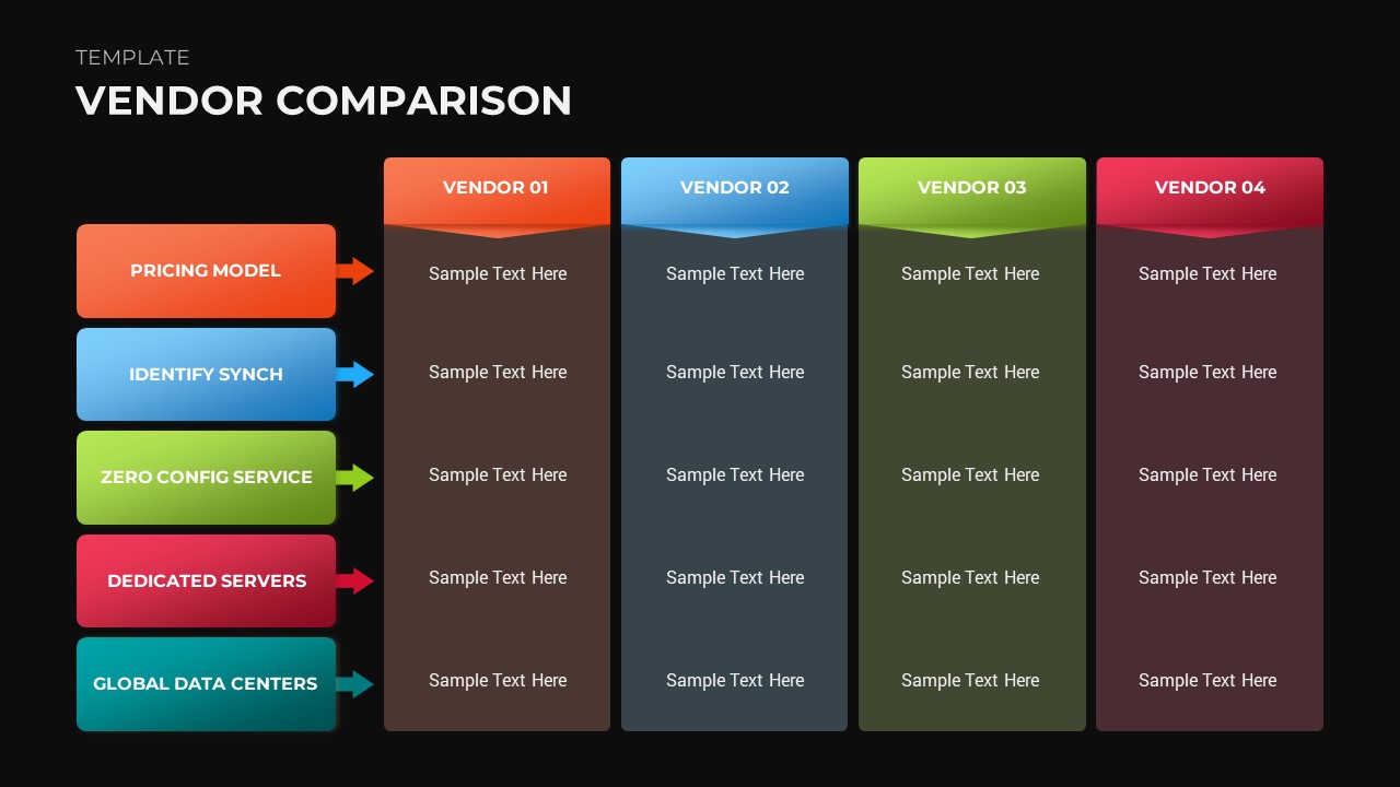 Vendor Comparison Template Slides Dark