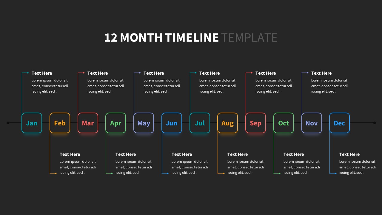 12 Month Timeline PowerPoint Templates