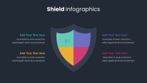 Personal Shield PowerPoint Template Dark