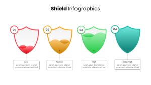 4 Level Infographic Shield PowerPoint Template