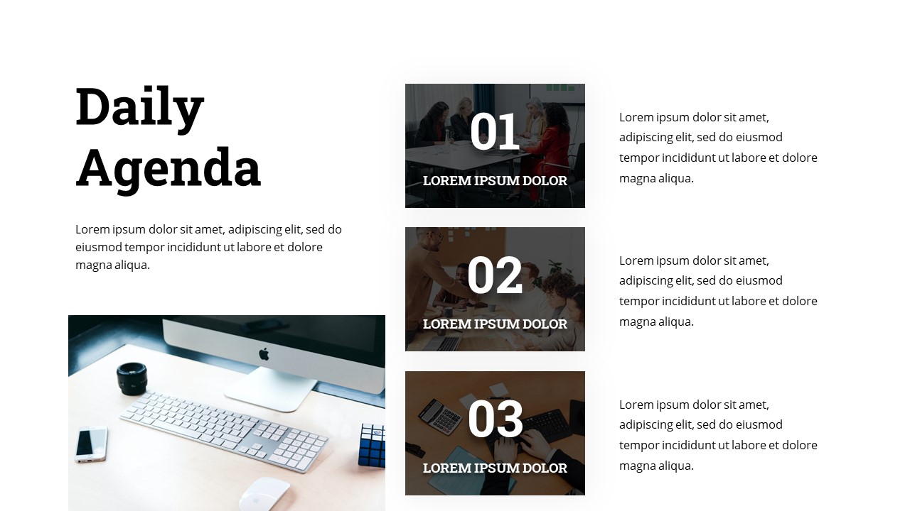 daily agenda creative powerpoint template