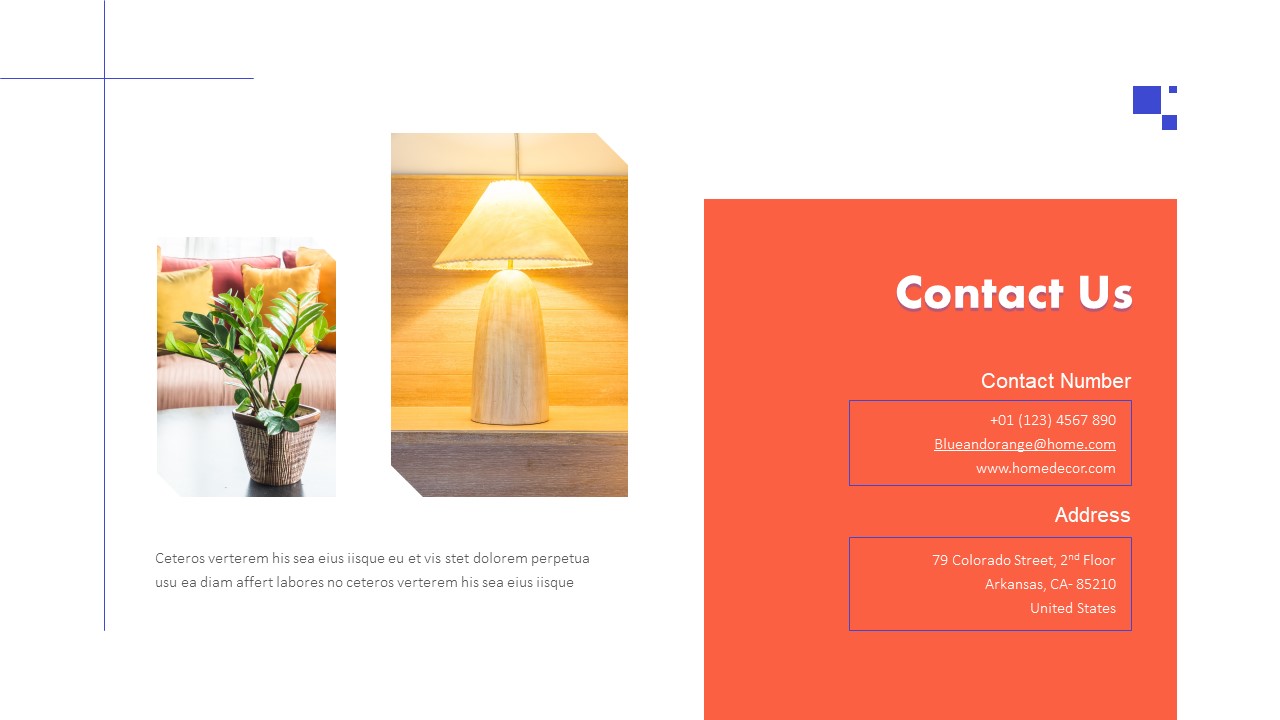 Blue And Orange Contact Us PowerPoint Template