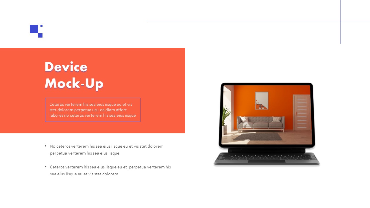 Blue And Orange Device Mock Up PowerPoint Template