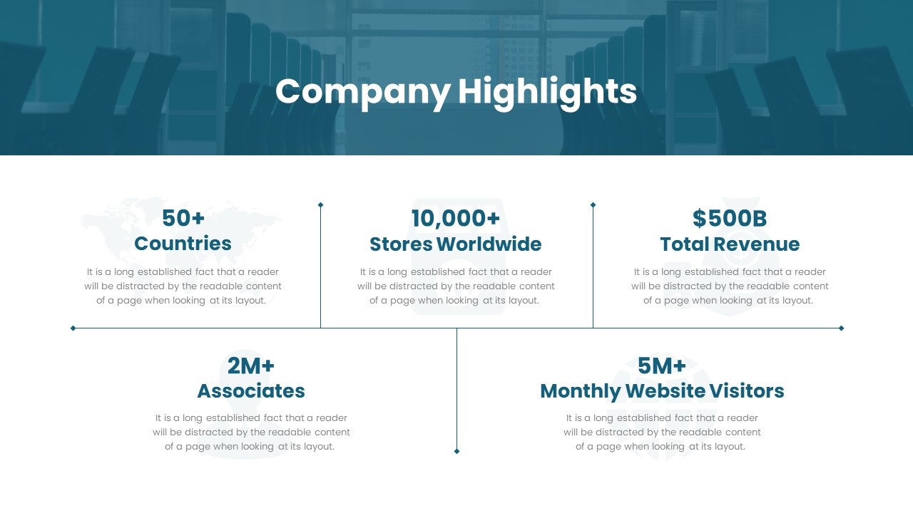 Company Highlights PowerPoint Template Blue