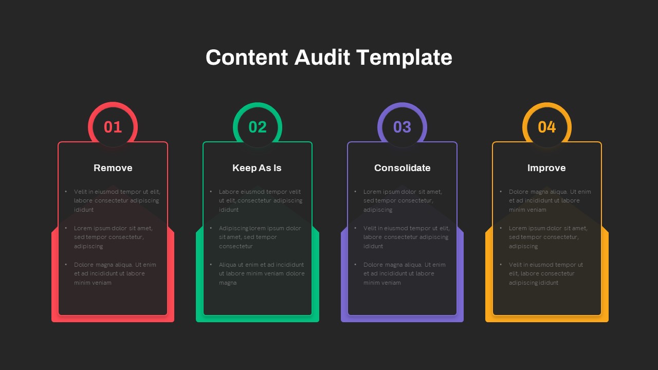 Content Audit PowerPoint Template Dark