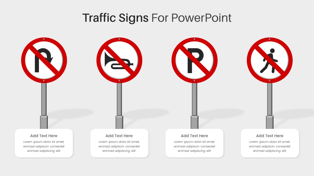 Free Road Street Sign PowerPoint Template Red