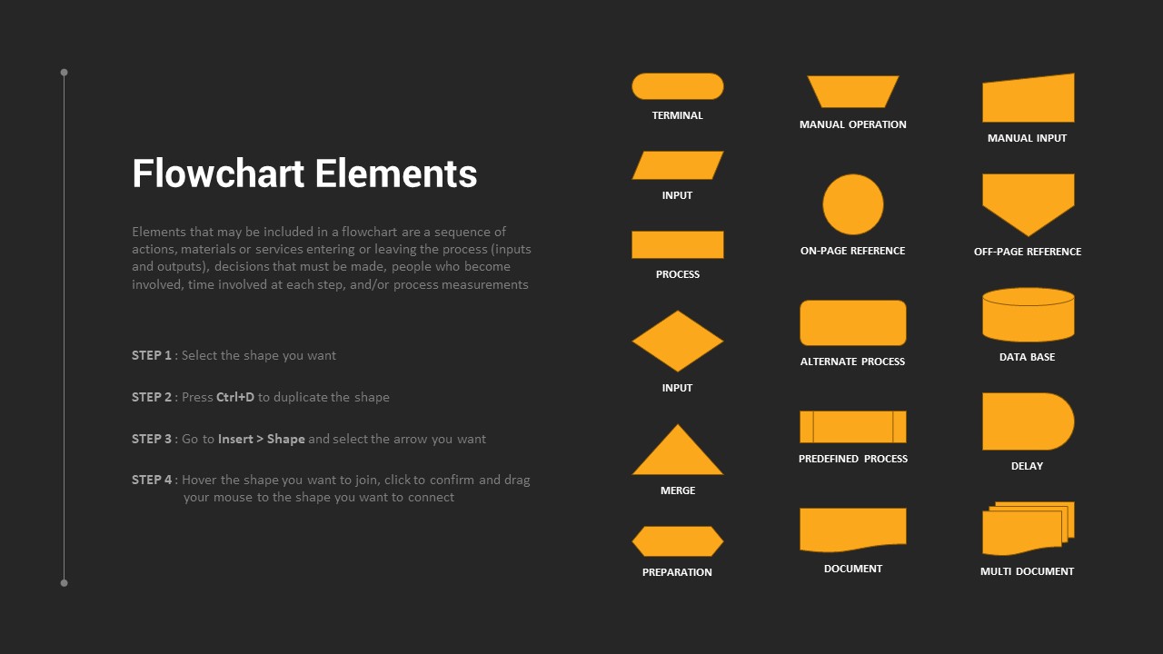 Simple Flowchart Elements PowerPoint Template Dark