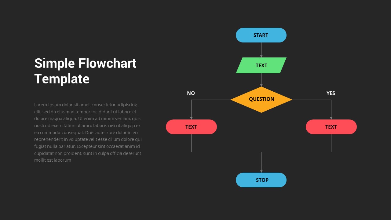 Simple Flowchart PowerPoint Template Dark