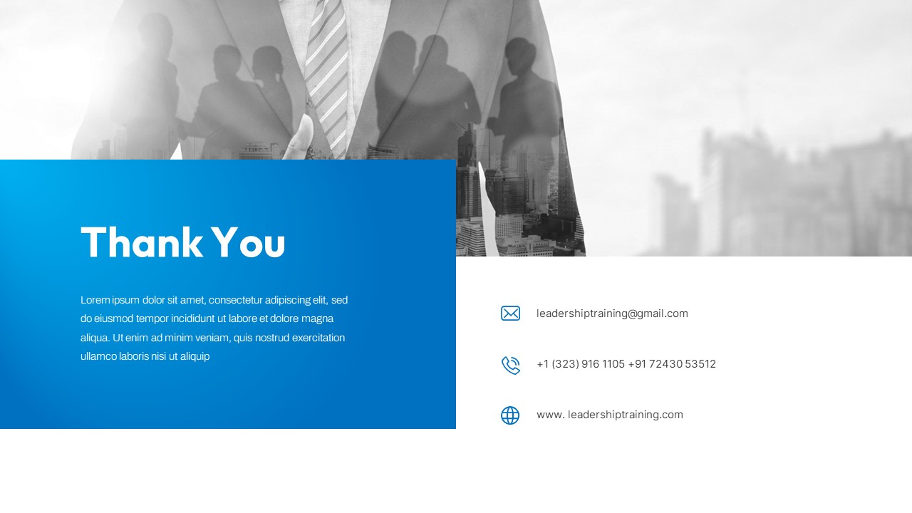 Blue and White Leadership Training PowerPoint Template Deck19