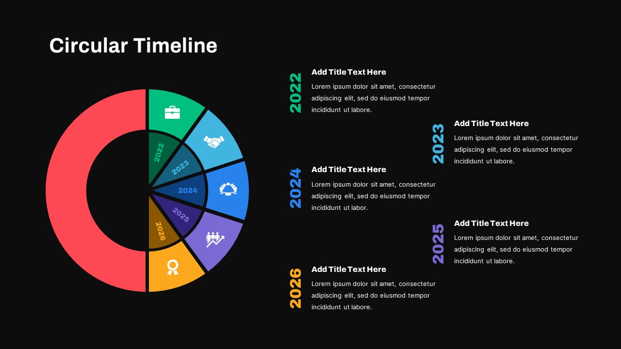 Circular Timeline PowerPoint Template Dark