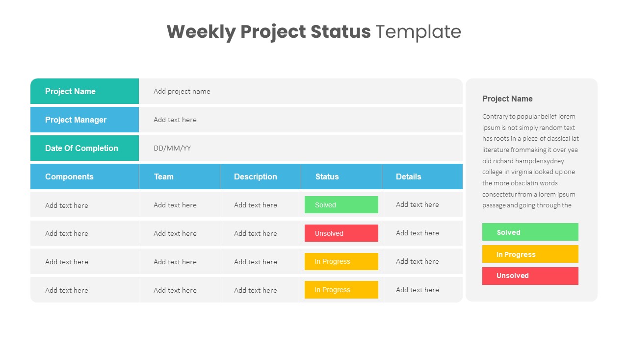 Weekly Project Status Template