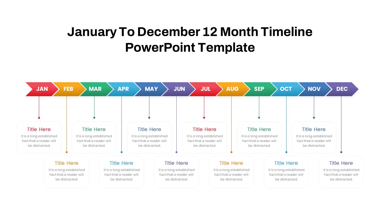 January to December 12 Month Timeline PowerPoint Template featured image