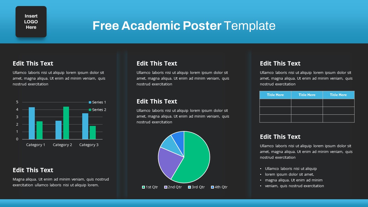 Free Academic Poster Template 16x9 Dark