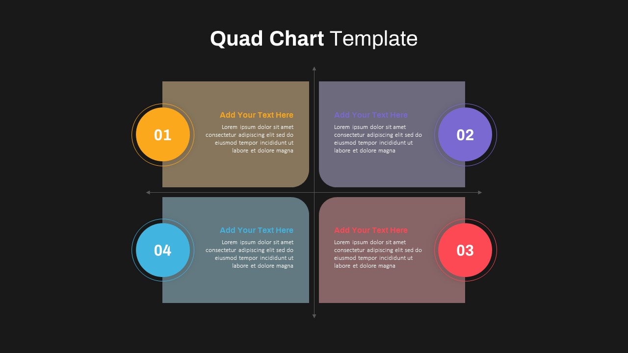 Quad Chart PPT Slide Template Dark