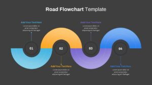 Road Flowchart PowerPoint Template Dark