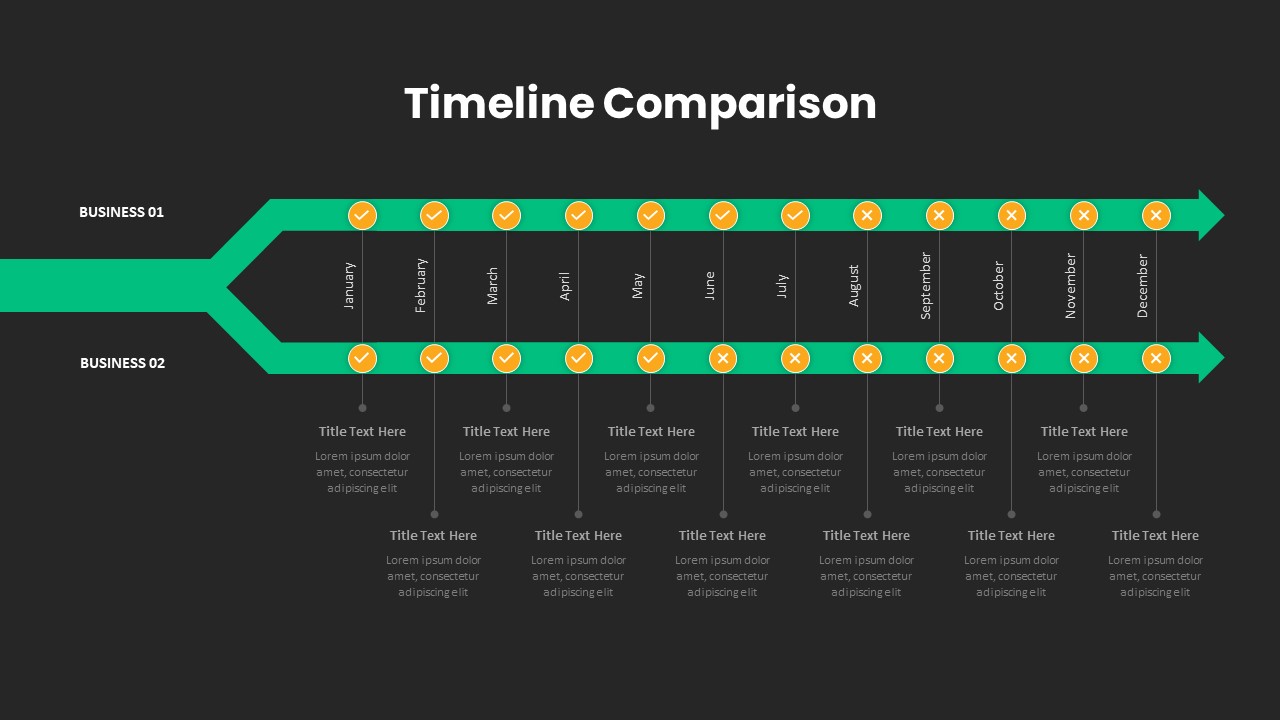 Timeline Comparison PowerPoint slide