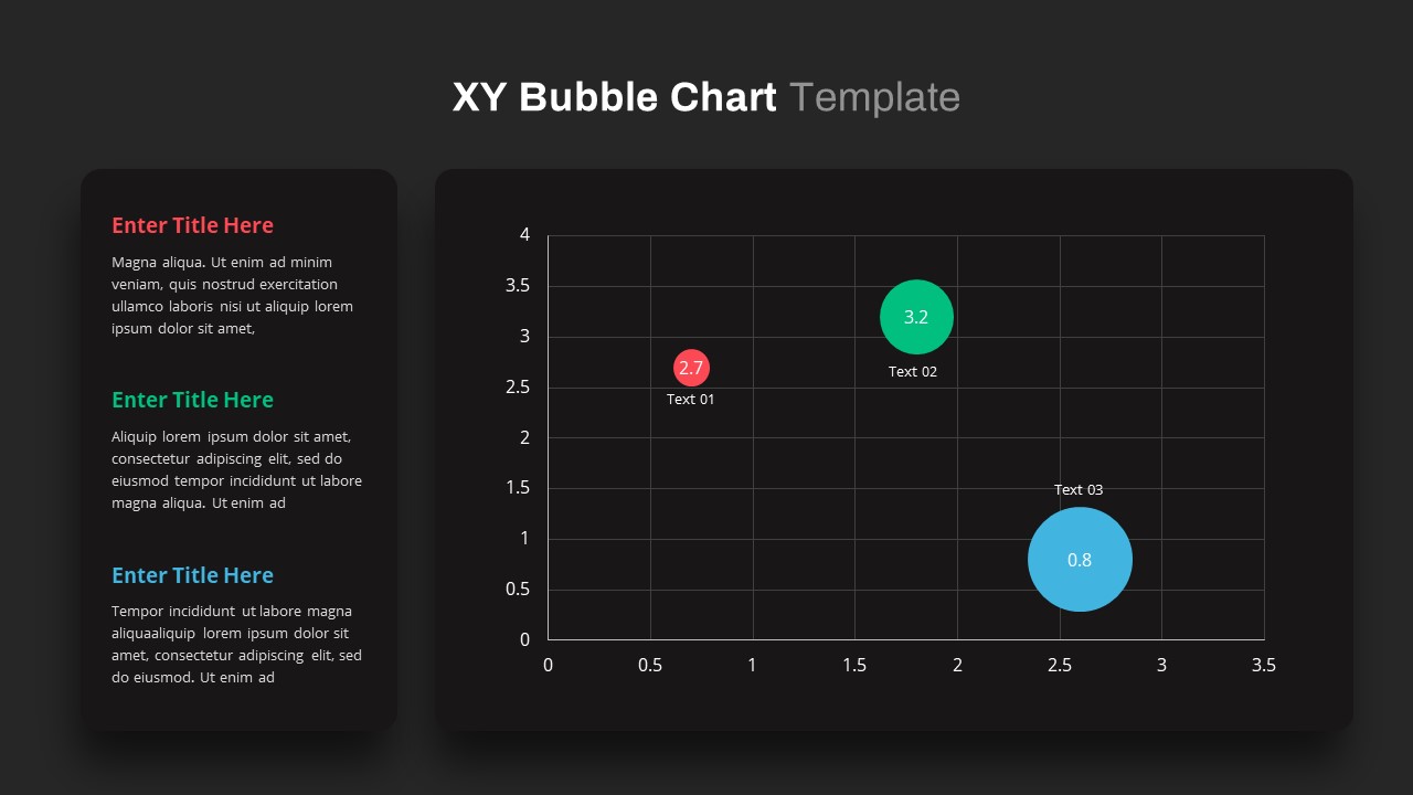 X Y Bubble Chart PowerPoint Template Dark