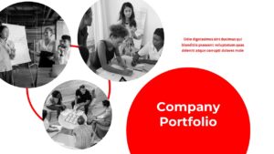 company portfolio Red White PowerPoint slide