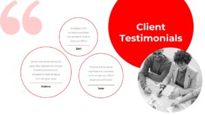 testimonials Red White PowerPoint slide