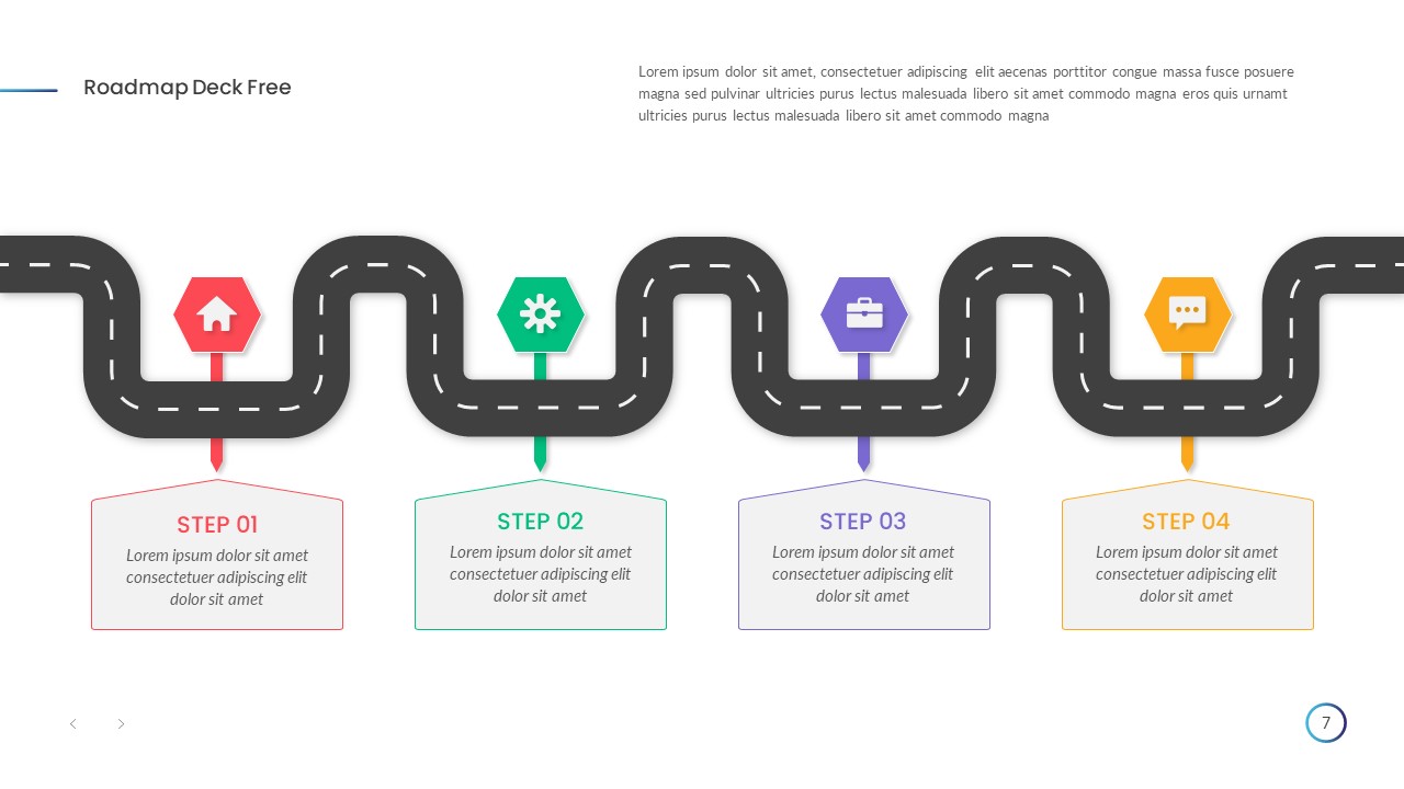 Roadmap Deck Free PPT Template Stops