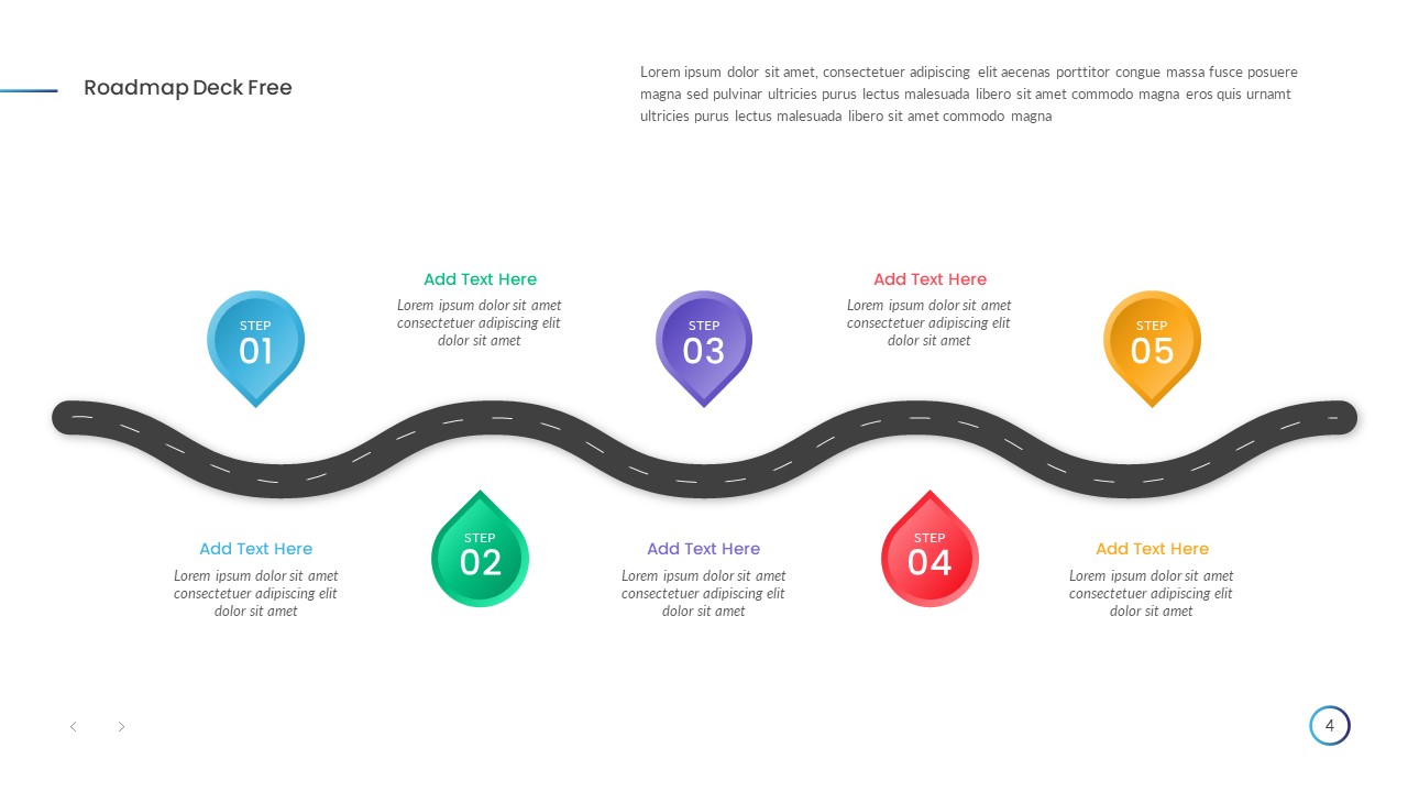 Roadmap Deck Free PowerPoint Template Steps