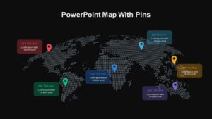 PowerPoint Map with Pins Dark