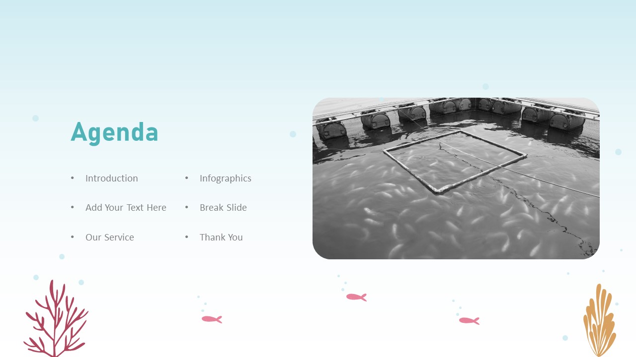 Aqua Farm PowerPoint Theme agenda