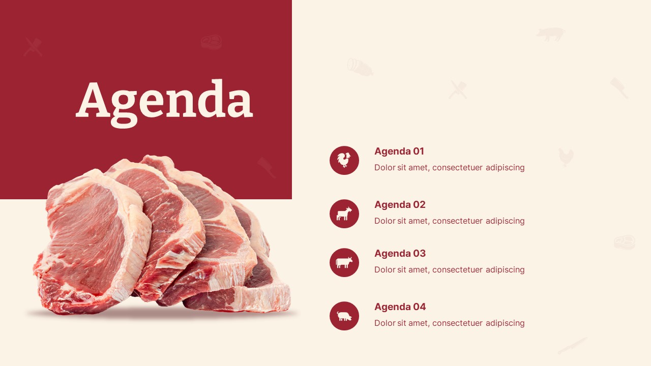 Meat Farm PowerPoint Theme agenda