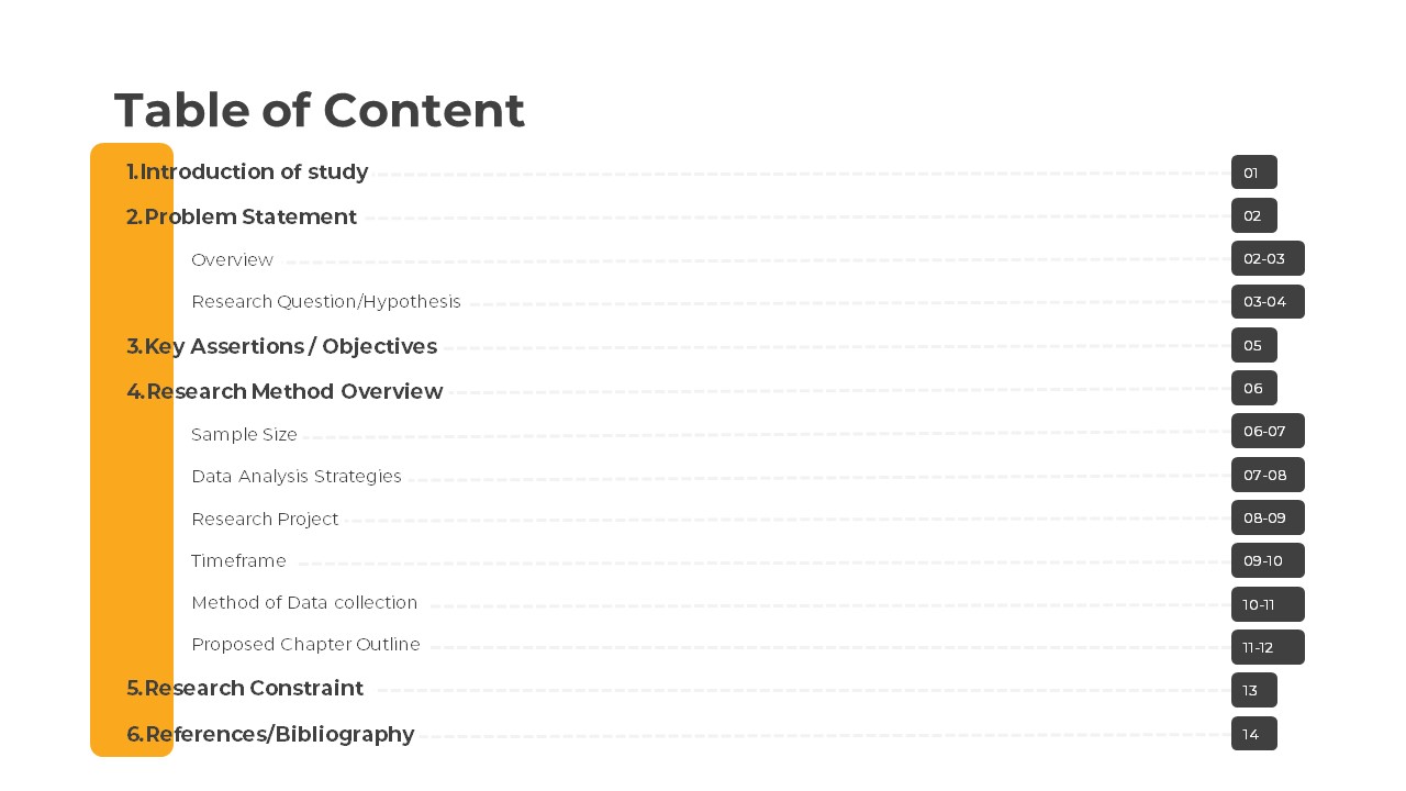 Research Proposal PowerPoint Template Table of Content Slide