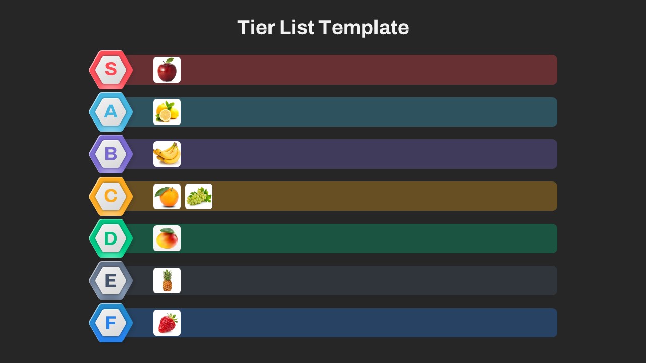 Tier List PPT Presentation Template Black Slide