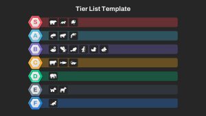 Tier List PowerPoint Template Black Slide For Creating Presentations