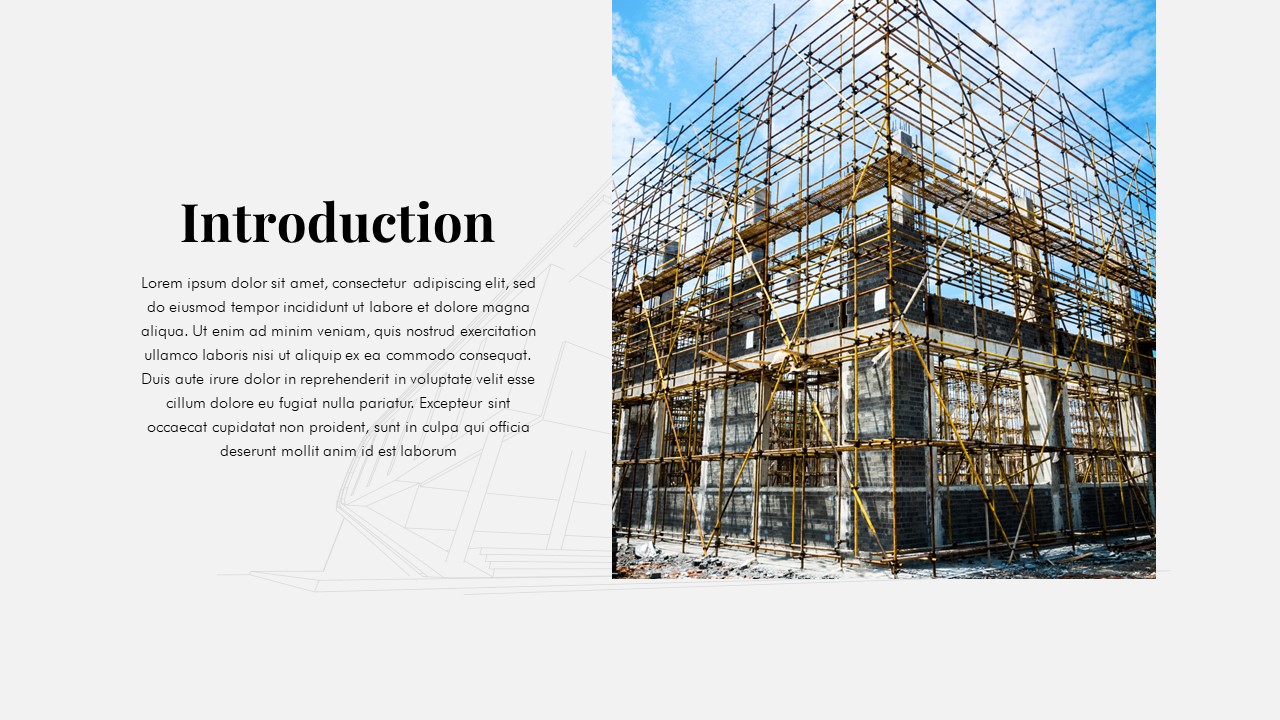 Construction PowerPoint Presentation Theme Introduction Slide