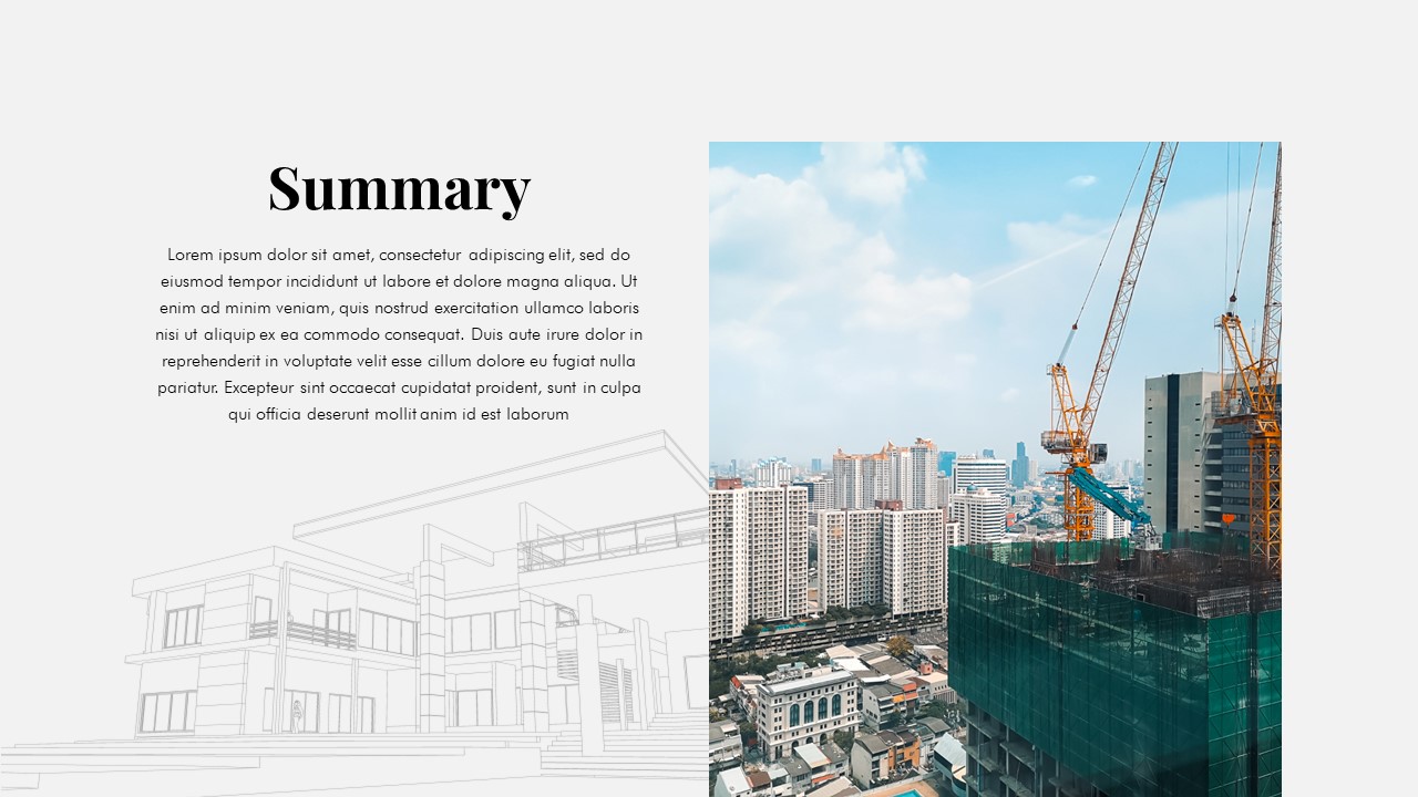 Construction PowerPoint Presentation Theme Summary Slide