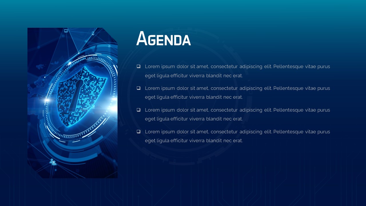 Cyber Security PPT Theme Agenda Slide